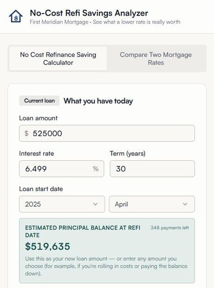 Mortgage savings calculator preview